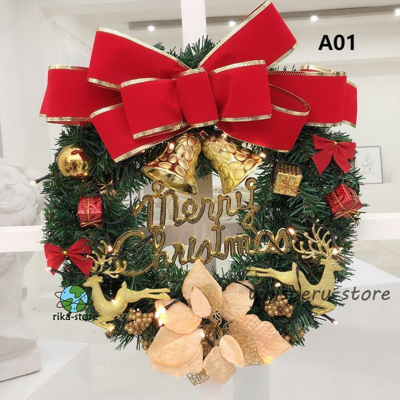 クリスマスリース ドライフラワー ウッドフラワー 40cm ギフトボックス