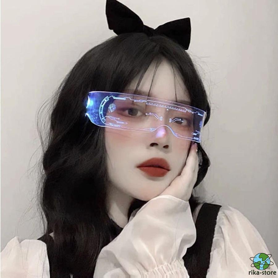 サングラス 近未来 LED 線型 クリア SF レディース メンズ サングラス 近未来 LED 線型 クリア SF レディース メンズ