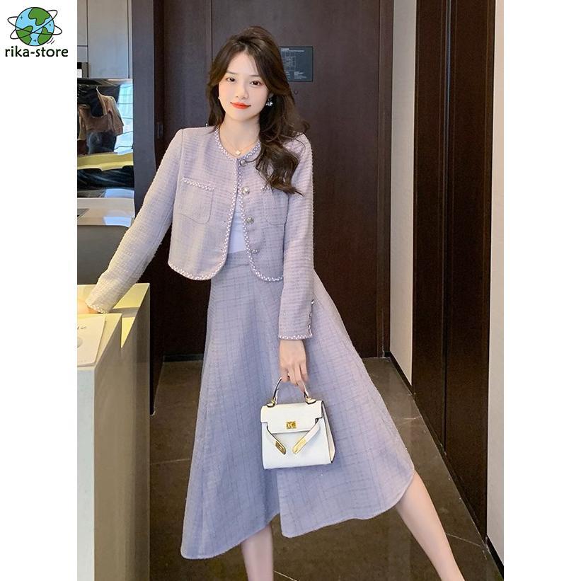 極美品/大きいサイズ46✨23区 ノーカラー　ツイード　ママスーツ　セットアップ aquagarage ツイードジャケット レディース ノーカラー アウター