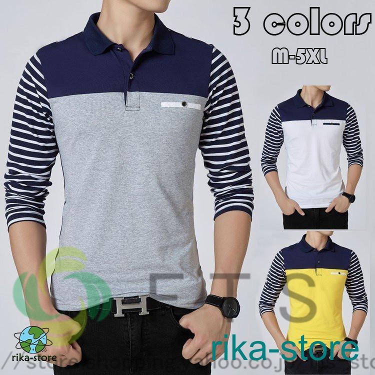 ゴルフウェア メンズ ボーダー シャツ メンズ トップス 大きいサイズ