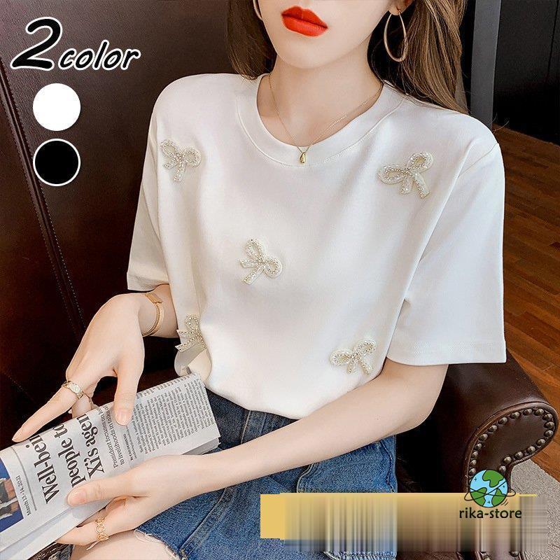 Tシャツ レディース 40代 春夏新作 オシャレブラウス 白Tシャツ 半袖