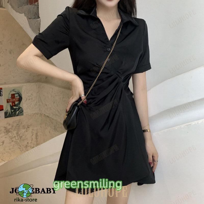 ワンピース シャツワンピース ミニワンピ レディース 半袖 無地
