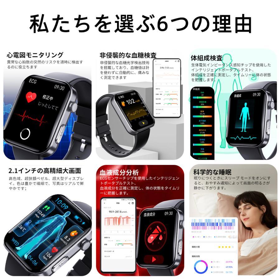スマートウォッチ 日本製センサー 通話機能 日本語説明書 血液成分分析 高精度心拍数 睡眠検測 血中酸素 24時間健康管理 iPhone/Android 対応 2024｜seyu123-stoa｜10