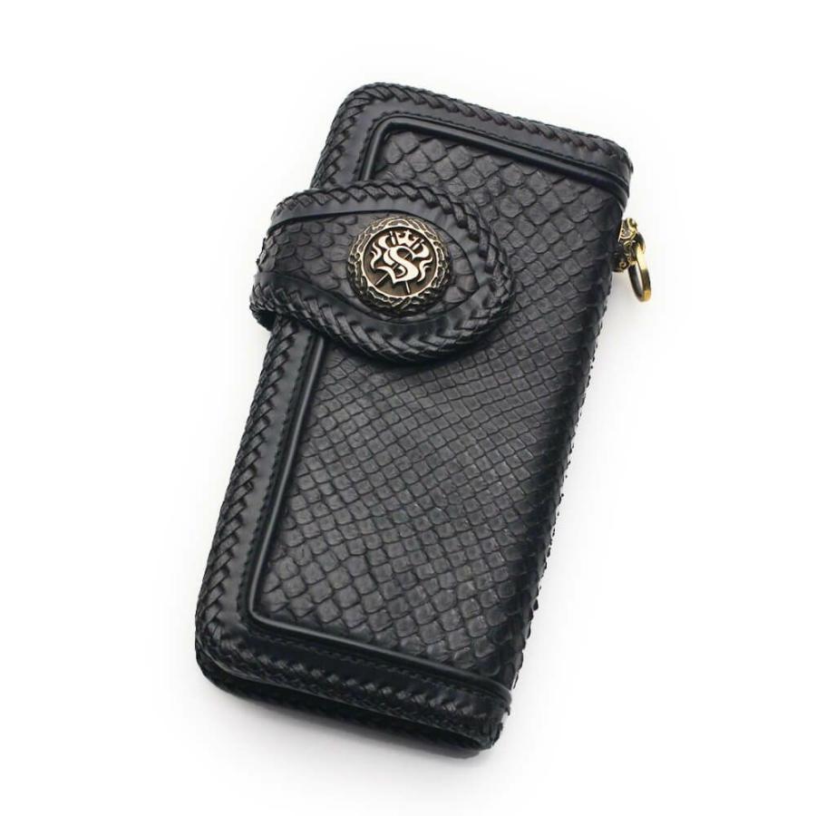 S'FACTORY 革財布 バイカーズウォレット03 ブラックパイソン（ヘビ革）