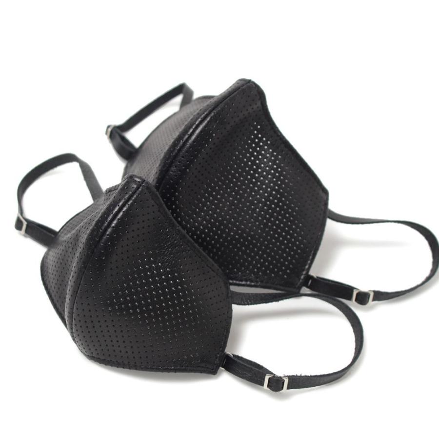 S'FACTORY ファッションマスク レザーカラスマスク パンチングレザー ブラック