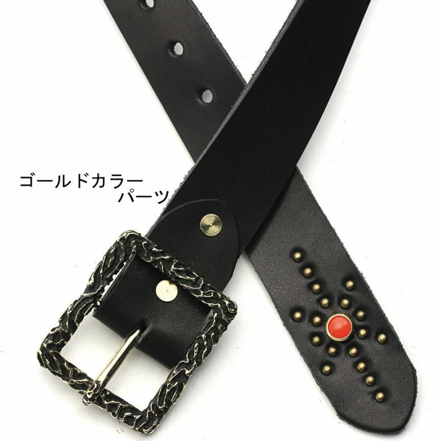 S'FACTORY 革ベルト 4cm幅 栃木レザー ジェムストーンベルト ブラック　フレイムバックルセット_1
