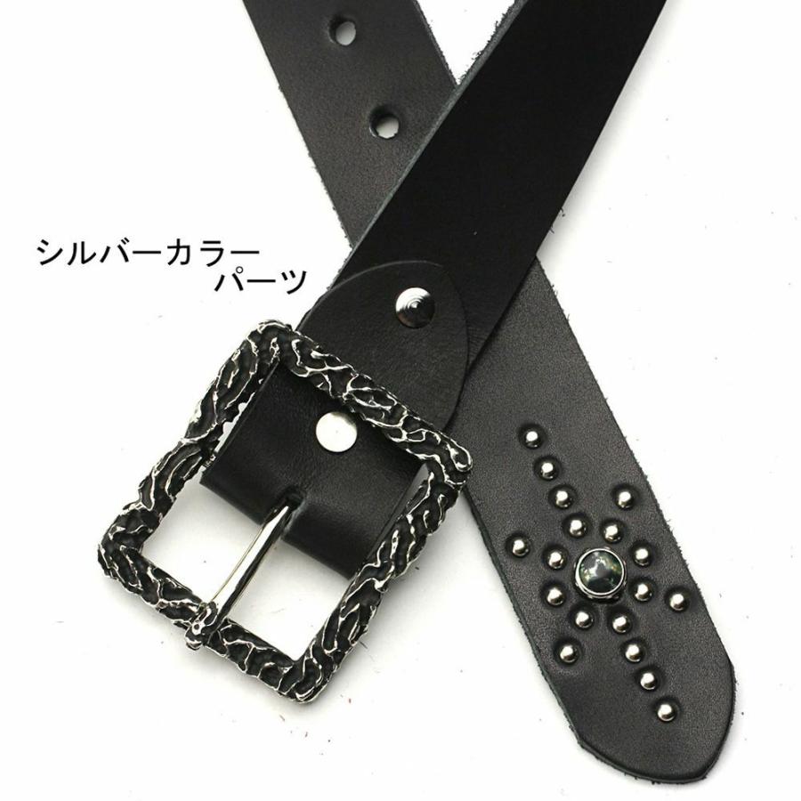 S'FACTORY 革ベルト 4cm幅 栃木レザー ジェムストーンベルト ブラック　フレイムバックルセット_2