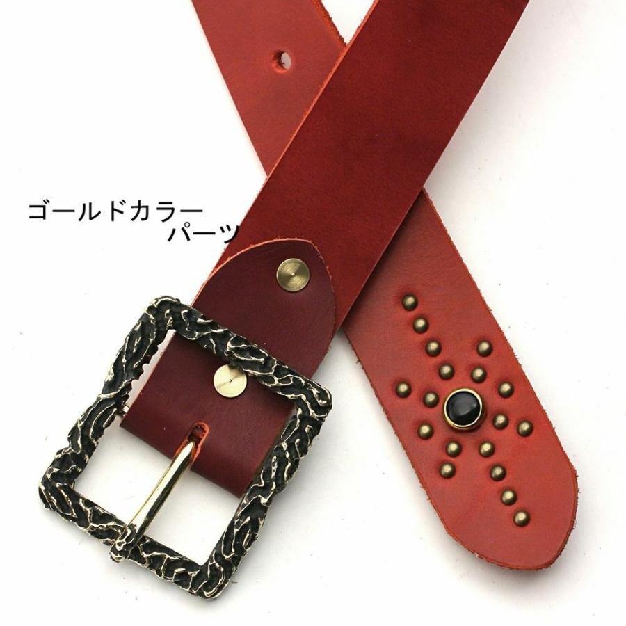 S'FACTORY 革ベルト 4cm幅 栃木レザー ジェムストーンベルト レッド フレイムバックルセット_1