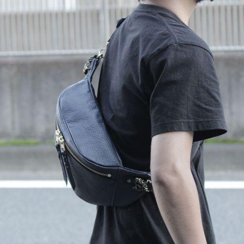 S'FACTORY バッグ ビッグファスナー ボディバッグ カウレザー ネイビー（牛革）_13