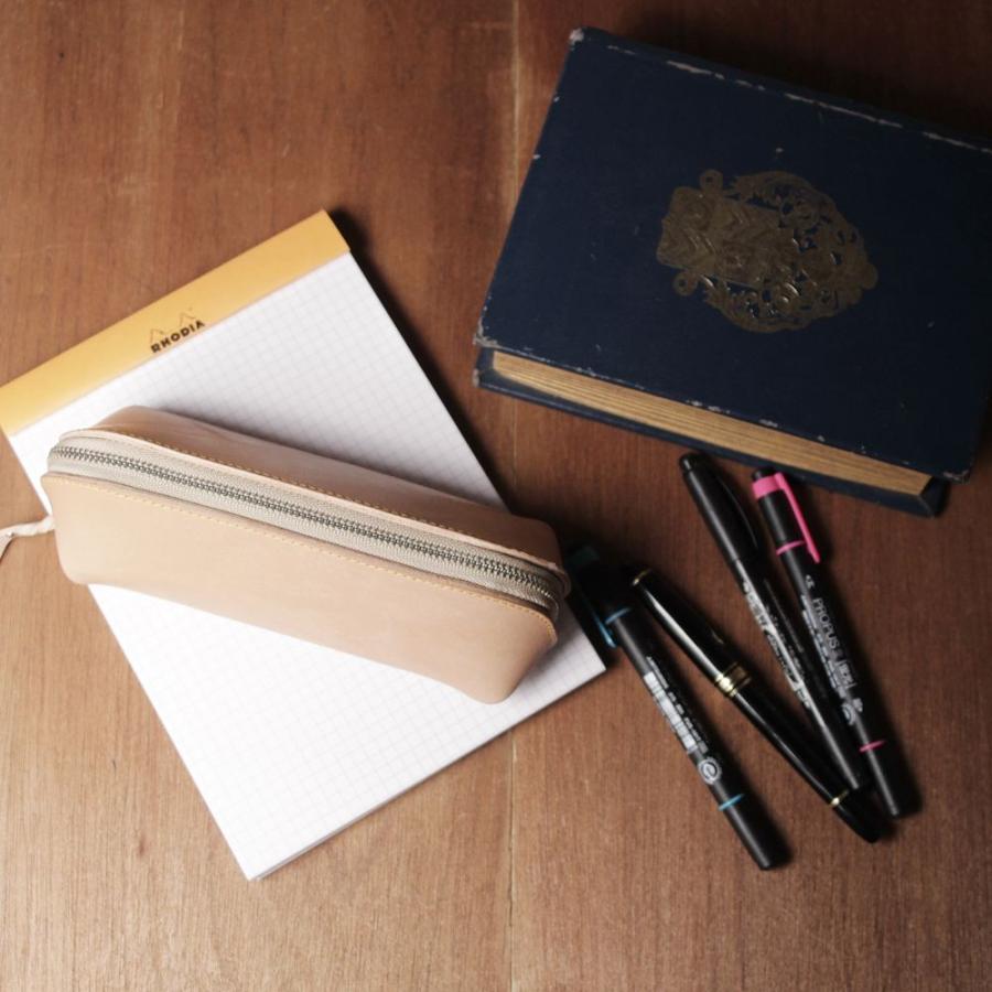 S'FACTORY ステーショナリー 三角 ペンケース 栃木レザー ナチュラル