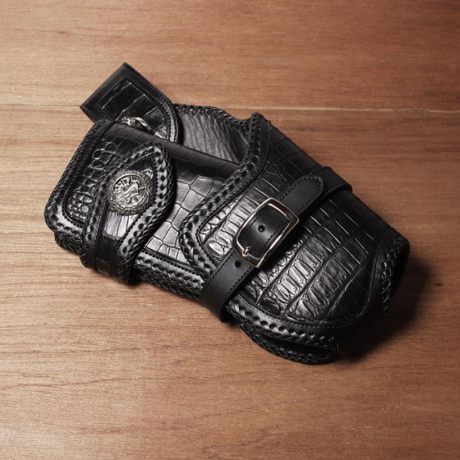 ブラックレザー クロコダイル型ホルスターウォレット ブラックレザー クロコダイル型ホルスターウォレット ミリタリー