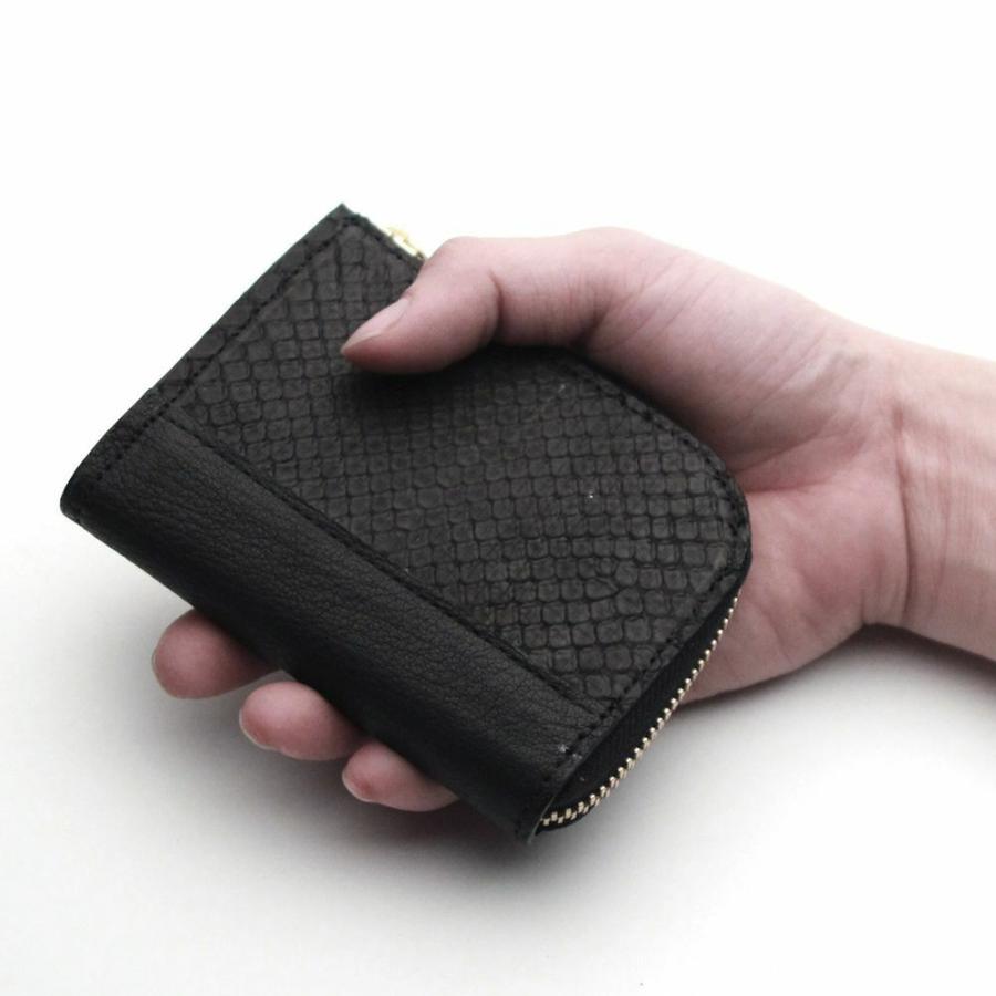 S'FACTORY 革財布 L字ファスナー ショートウォレット ブラックパイソン