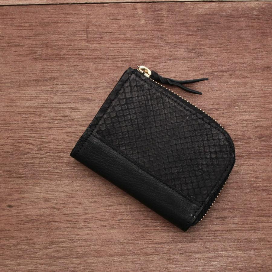 S'FACTORY 革財布 L字ファスナー ショートウォレット ブラックパイソン
