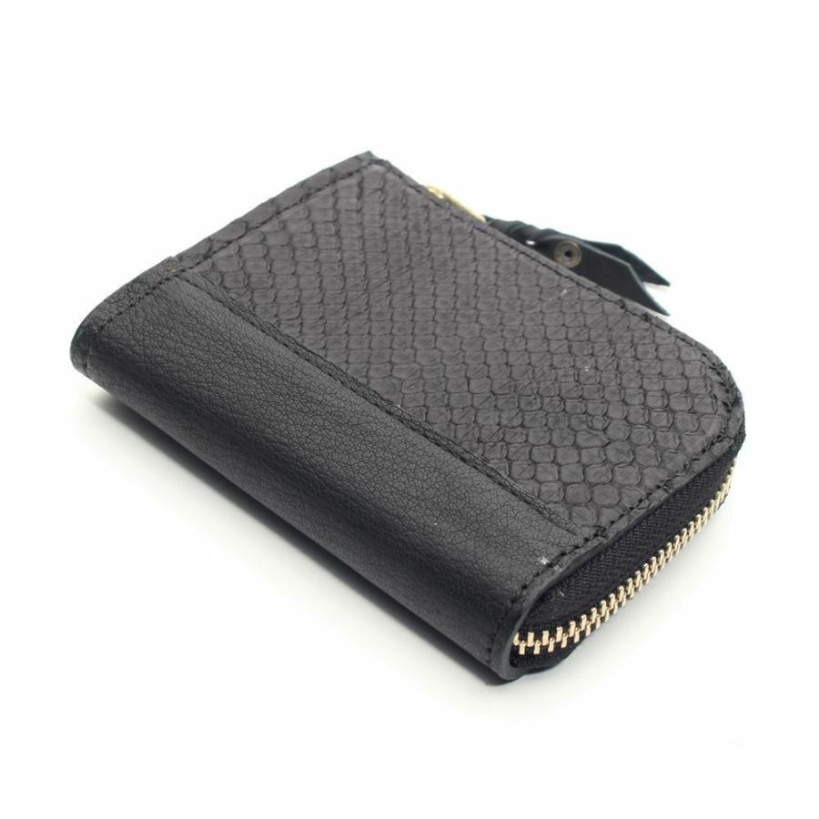 S'FACTORY 革財布 L字ファスナー ショートウォレット ブラックパイソン