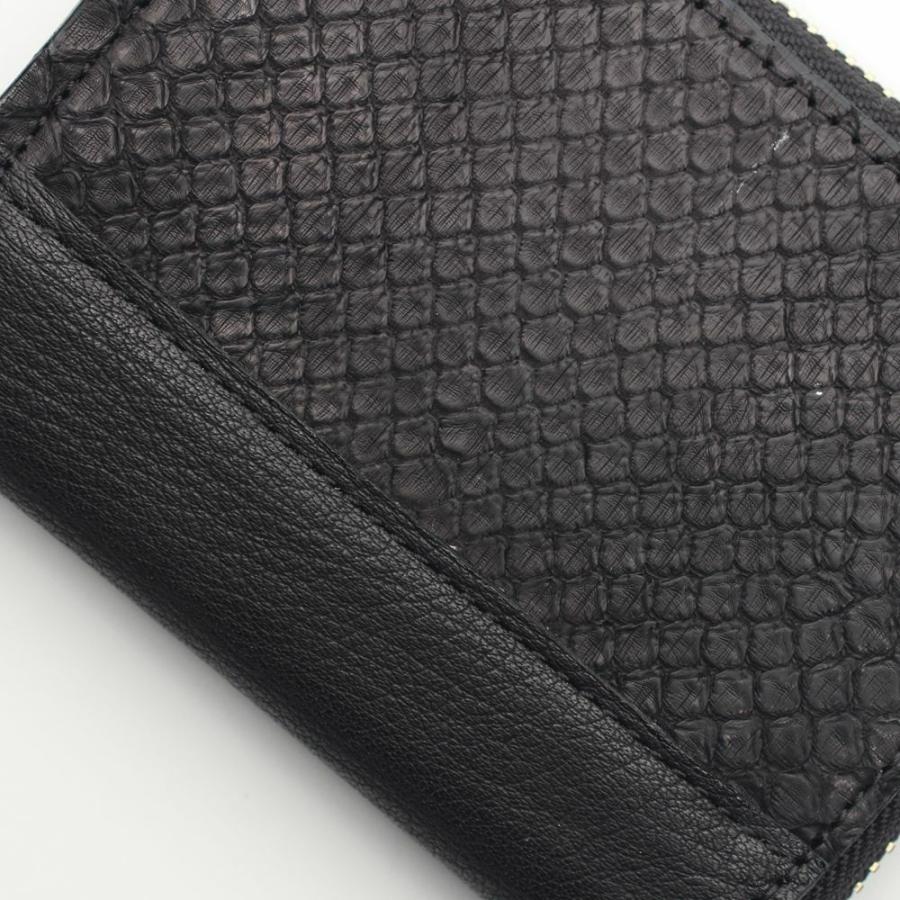 S'FACTORY 革財布 L字ファスナー ショートウォレット ブラックパイソン