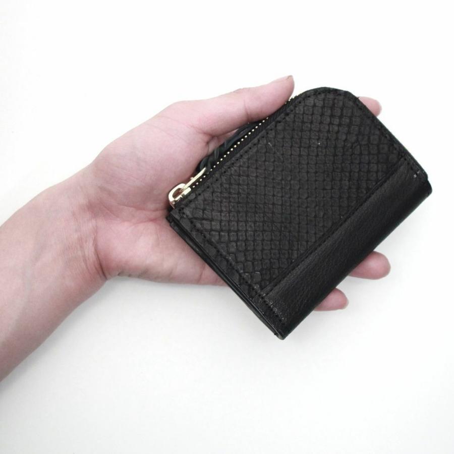 S'FACTORY 革財布 L字ファスナー ショートウォレット ブラックパイソン