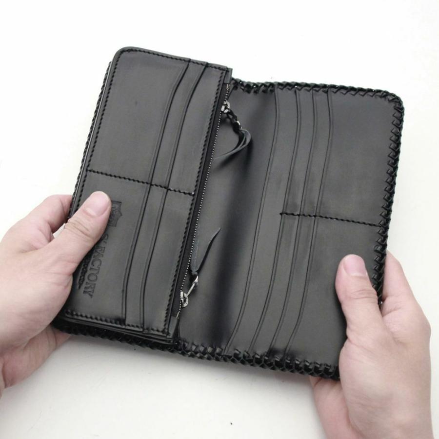 S'FACTORY 革財布 縁編み ロングウォレット シャーク(サメ革) : S