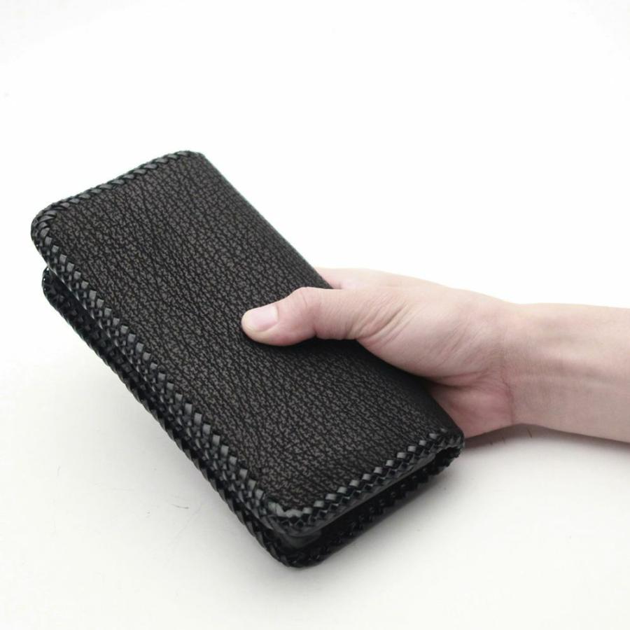 S'FACTORY 革財布 縁編み ロングウォレット シャーク(サメ革) : S