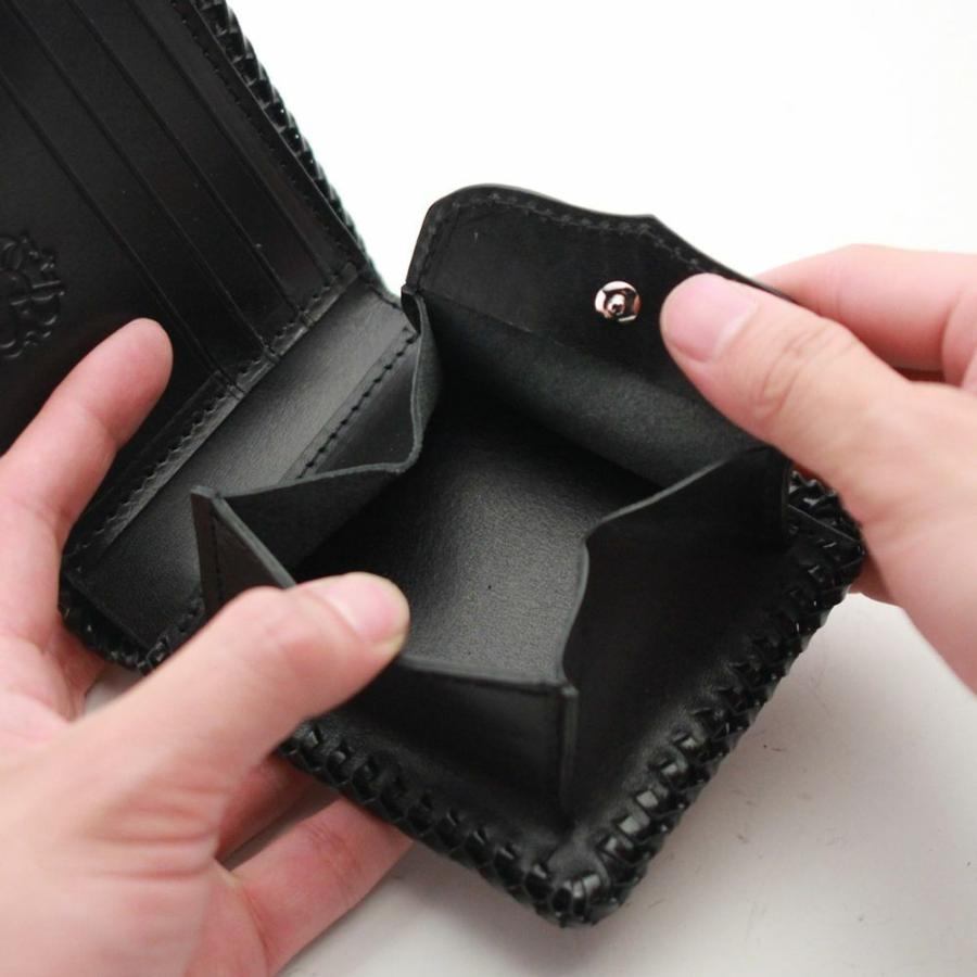 S'FACTORY 革財布 縁編み ショートウォレット シャーク(サメ革) : S