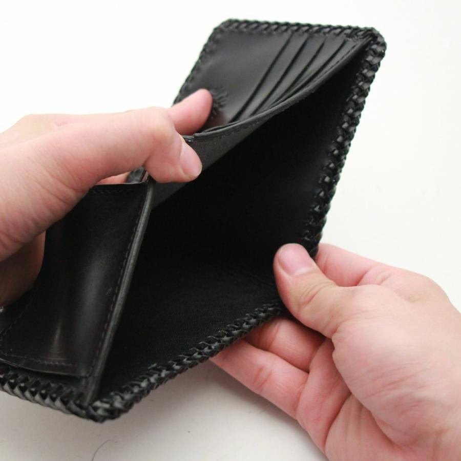S'FACTORY 革財布 縁編み ショートウォレット ブラックパイソン(ヘビ革