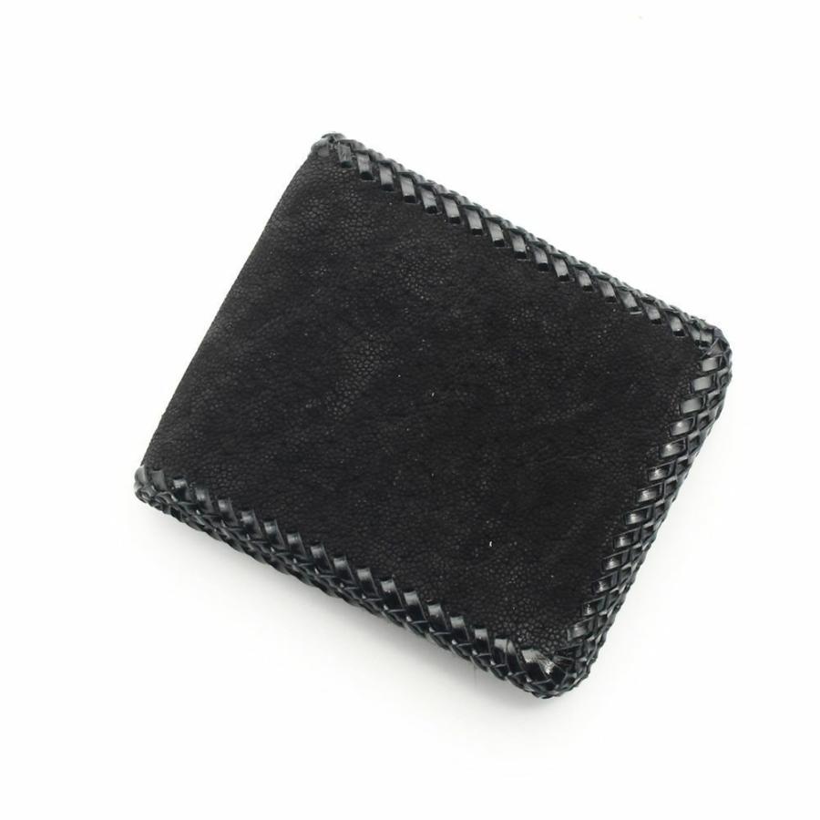 S'FACTORY 革財布 縁編み ショートウォレット エレファント ブラック