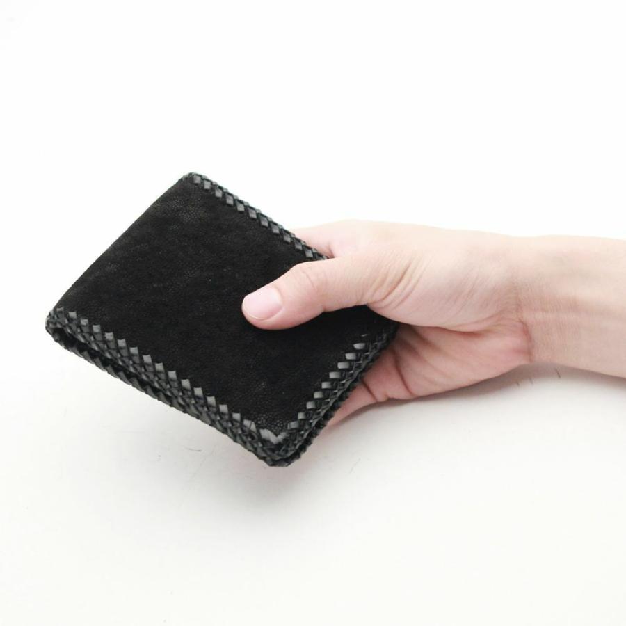 S'FACTORY 革財布 縁編み ショートウォレット エレファント ブラック