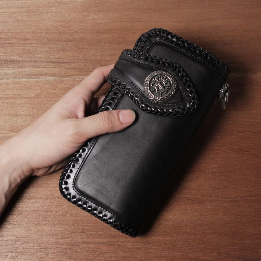 高級レザー　ブラック　バイカーズウォレット S'FACTORY 革財布 バイカーズウォレット05 カウレザー ブラック（牛革