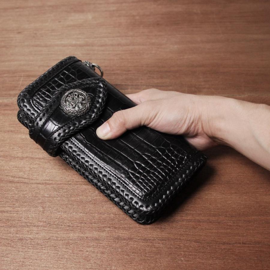 S'FACTORY 革財布 バイカーズウォレット05 クロコダイル ブラック