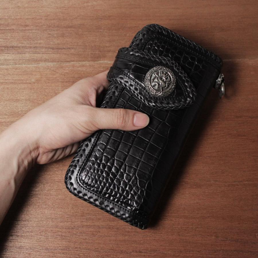 S'FACTORY 革財布 バイカーズウォレット05 クロコダイル ブラック