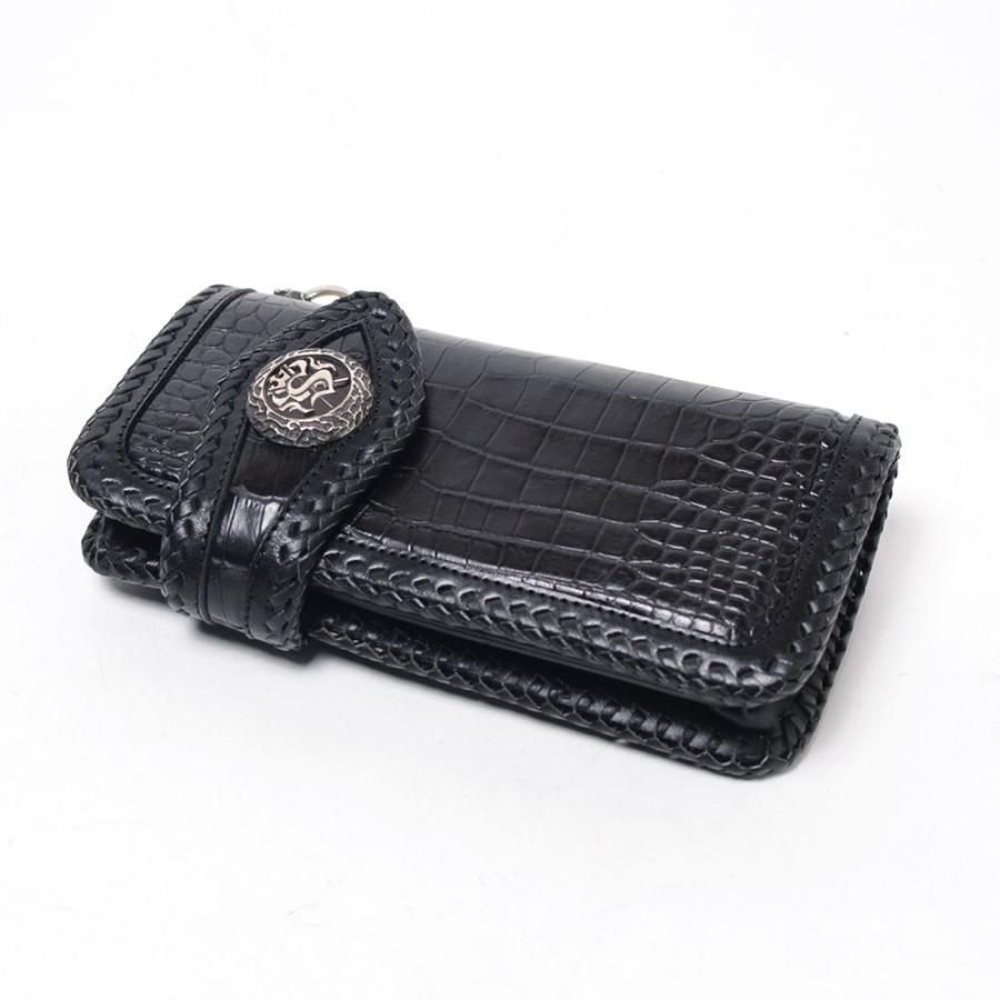 black.crabe05ページ S'FACTORY 革財布 バイカーズウォレット05 クロコダイル ブラック