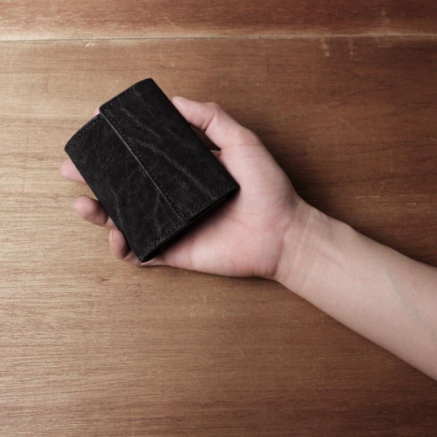 S'FACTORY 革財布 三つ折りミニウォレット ブラック エレファント