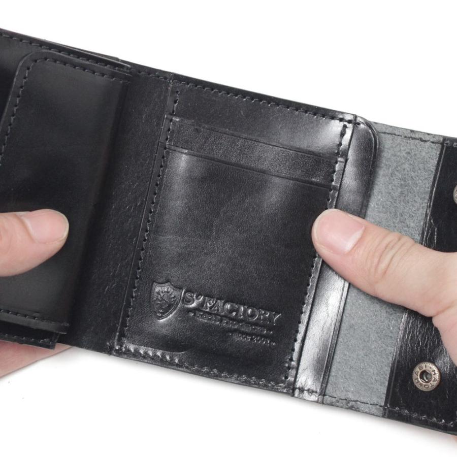S'FACTORY 革財布 三つ折りミニウォレット ブラック エレファント