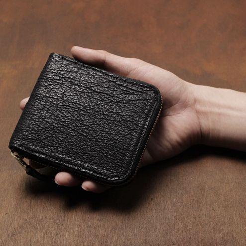 S’FACTORY レザー ブラック ミニ財布 未使用品 S'FACTORY（エスファクトリー） 革財布 スリムファスナー ショート