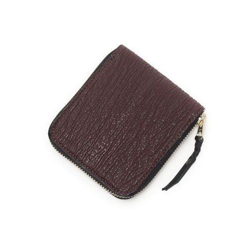 S'FACTORY 革財布 スリムファスナー ショート ウォレット シャークレザー ボルドー（サメ革）