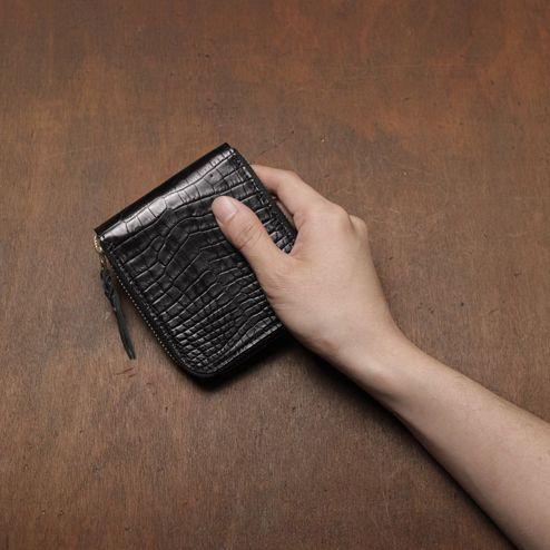 S'FACTORY 革財布 スリムファスナー ショート ウォレット クロコダイルレザー（ワニ革）の画像