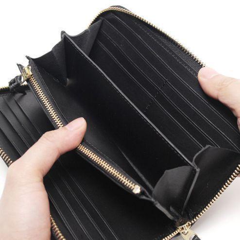 S'FACTORY 革財布 スリムファスナー ロング ウォレット エレファントレザー ブラック（ゾウ革）の画像