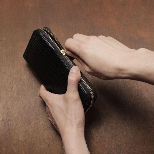 S'FACTORY 革財布 スリムファスナー ロング ウォレット クロコダイルレザー（ワニ革）の画像