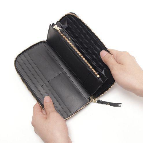 S'FACTORY 革財布 スリムファスナー ロング ウォレット