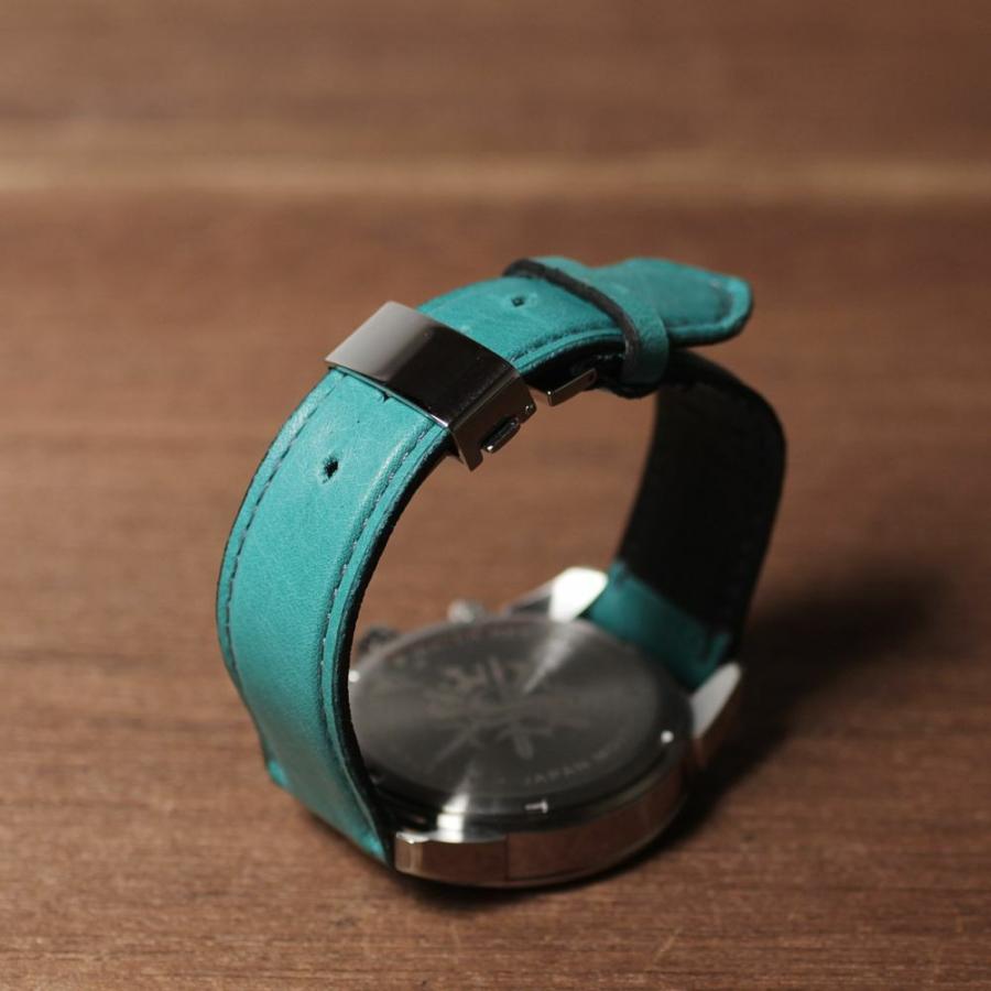 S'FACTORY 腕時計 クロノグラフ腕時計レザーベルト ターコイズブルー