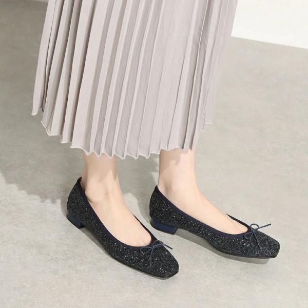 125 美脚イタリア製大粒グリッター バレエフラットパンプス 日本製 コンフォートシューズ コンフォート パンプス  歩きやすい ローヒール     フォーマル | IKplus | 06