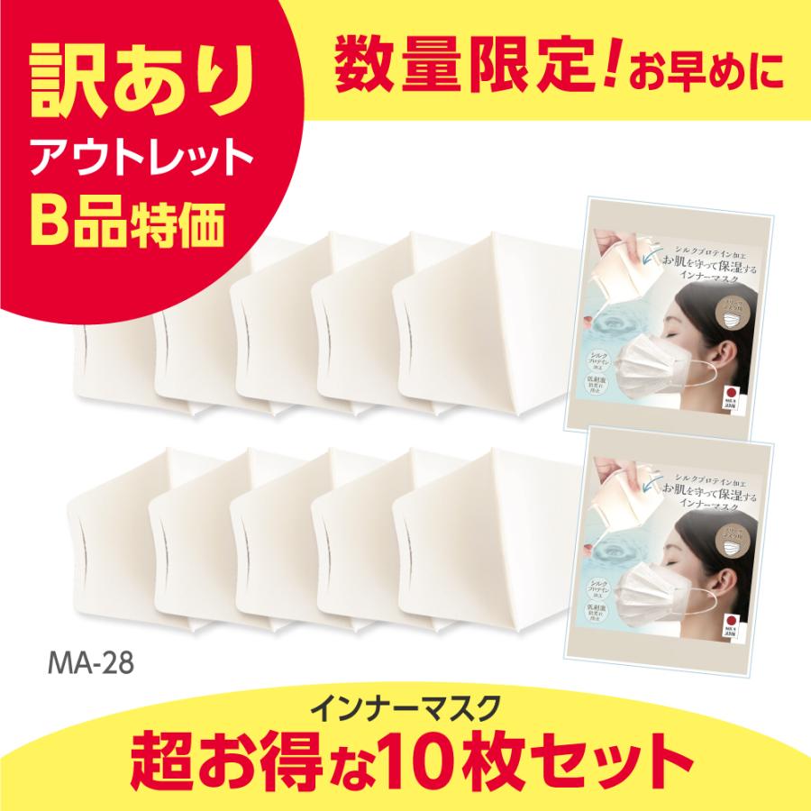 インナーマスク 日本製 MA-28 10枚セット シルクプロテイン加工 訳ありお買い得品　限定品 お得セット 福袋　美肌マスク　お肌まもりマスク