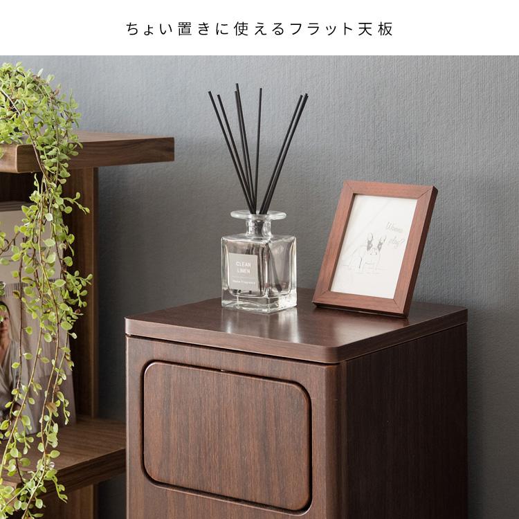 木製プッシュ式ダストボックス キッチンペール フタ付き ゴミ箱