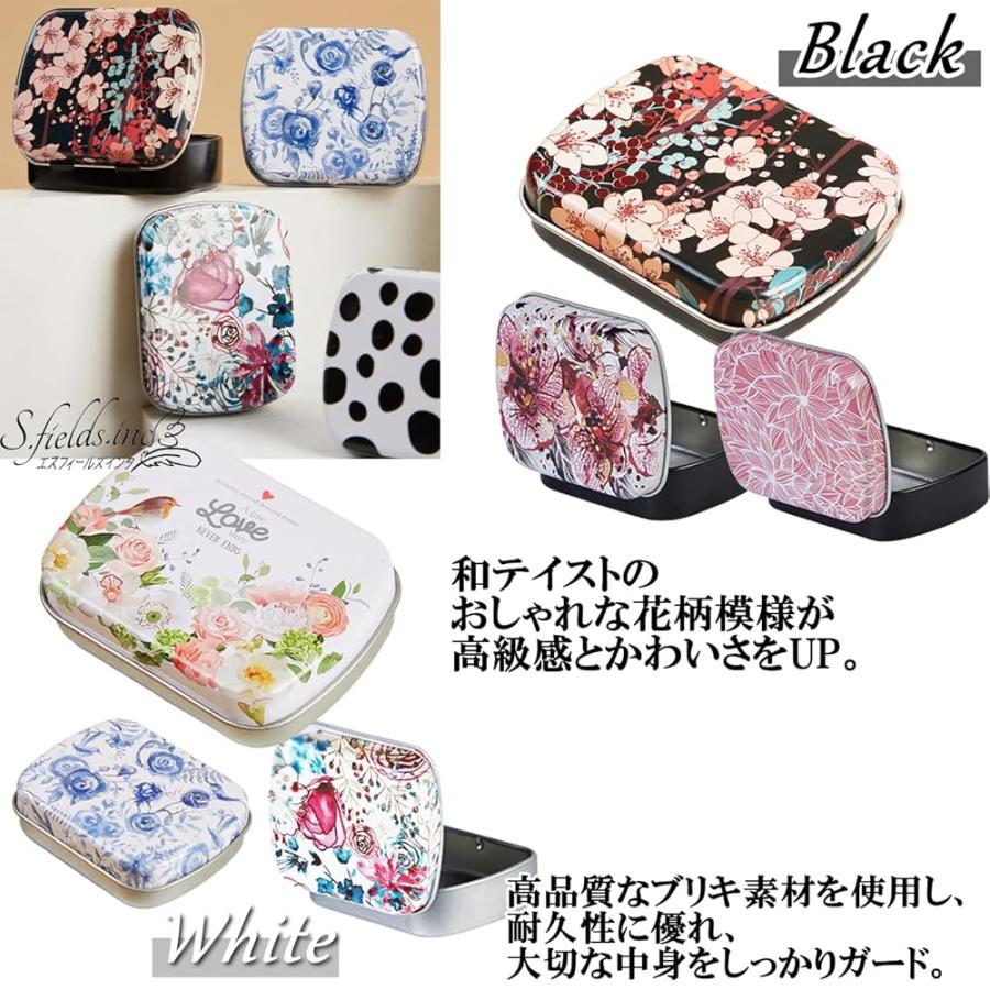 アンティーク　ブリキ缶　ブラック　花柄　ラベルあり S.fields.inc正規直営店 ブリキ缶 小物入れ 3個セット 蓋付き 小 ミニ