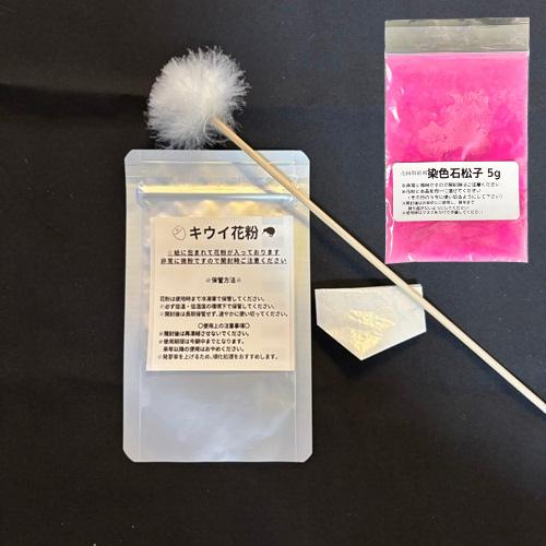 キウイ花粉0.5g・ぼん天・染色石松子(ピンク)5gセット : エスフルール