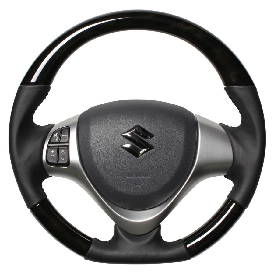 最旬トレンドパンツ REAL STEERING オリジナルシリーズ スズキ アルト 後期 HA25S/HA25V/HA35S用 カラー:ブラックウッド (MR31-BKW-BK)【ハンドル】レアル ステアリング - ステアリング