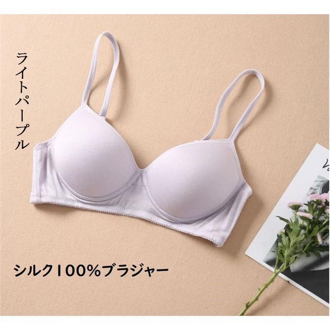 シルク100% モールドカップ ブラジャー S?2L ノンワイヤー シルク ブラ 11色　インナー シルク100　tw-005｜sg-k｜09