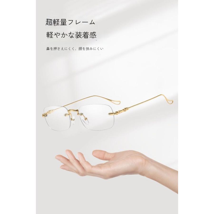 高級フレームレス 自動調整 老眼鏡 スマートフォーカス ブルーライト