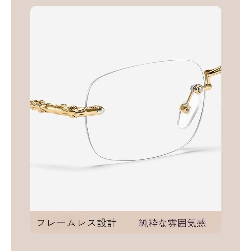 高級フレームレス 自動調整 老眼鏡 スマートフォーカス ブルーライト