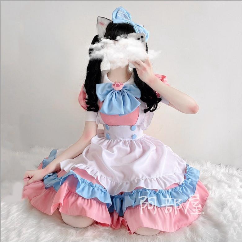 メイド服 コスプレ メイド 仮装 衣装 ピンク 大きいサイズ 猫耳 猫