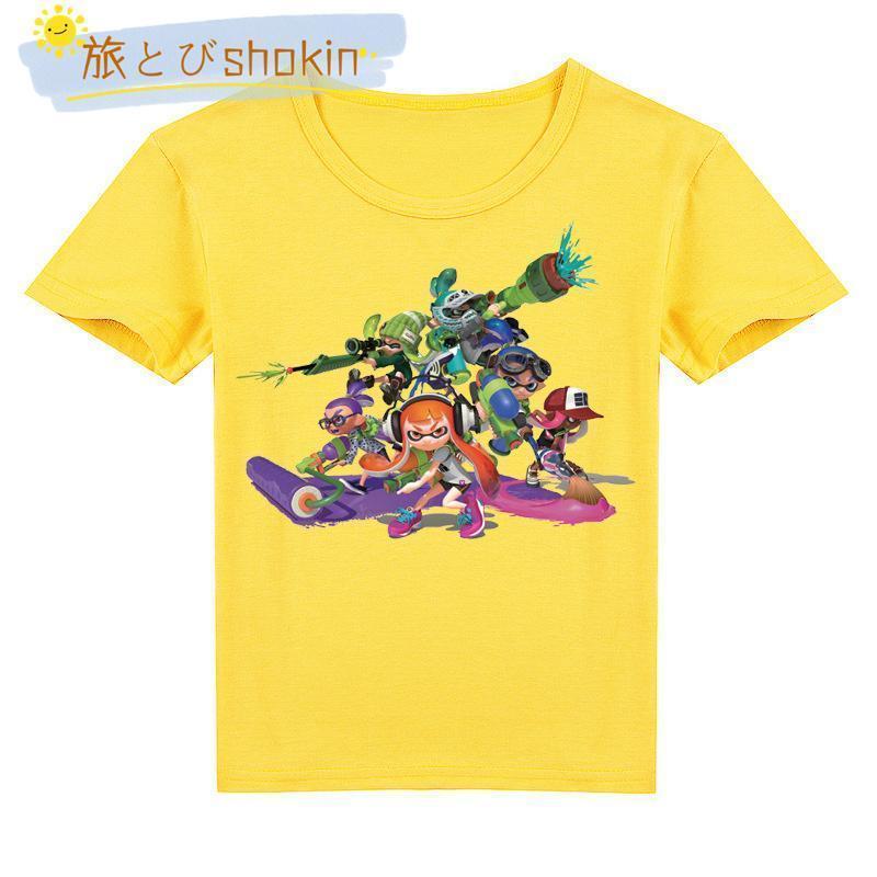 スプラトゥーン 子供服 半袖Tシャツ 女の子 男の子 丸い襟